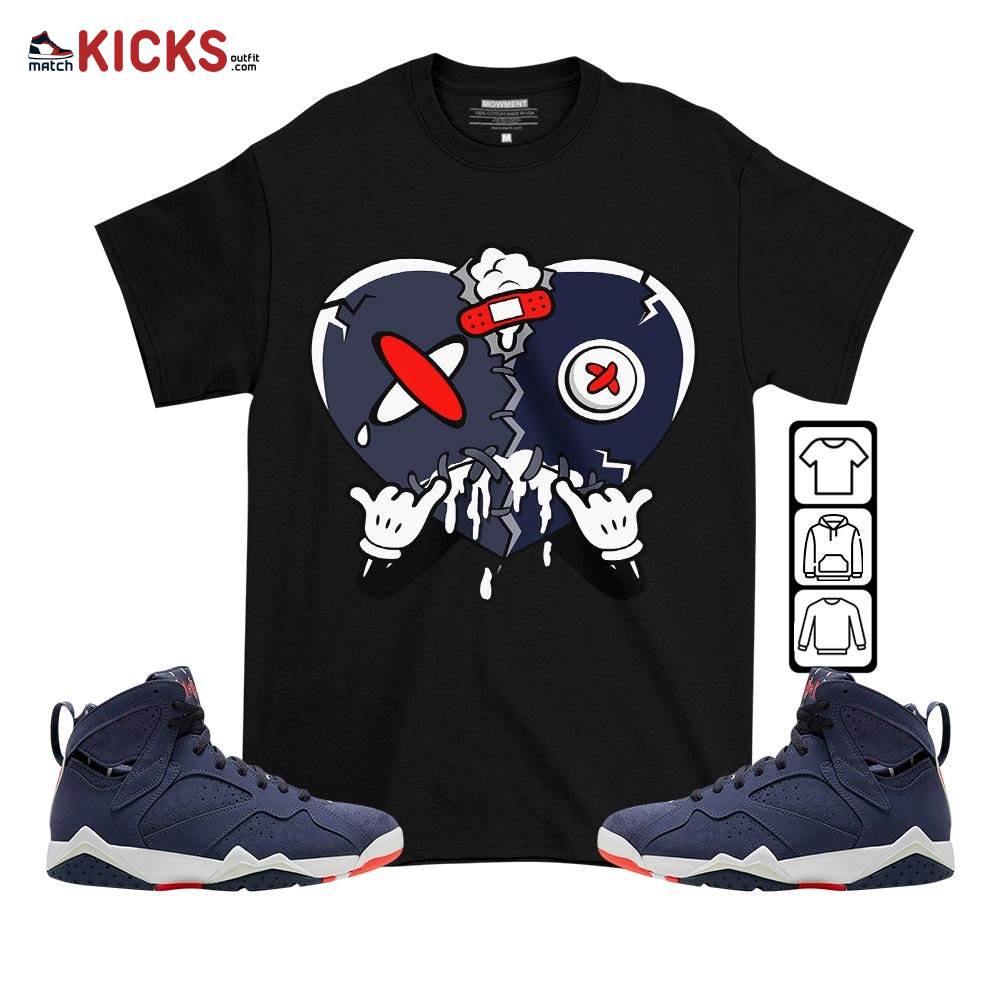 Heart Crying Lover Sneaker Shirt Match 7 Neutral Indigo, Jordan 7 Quai 54 MKO T-Shirt