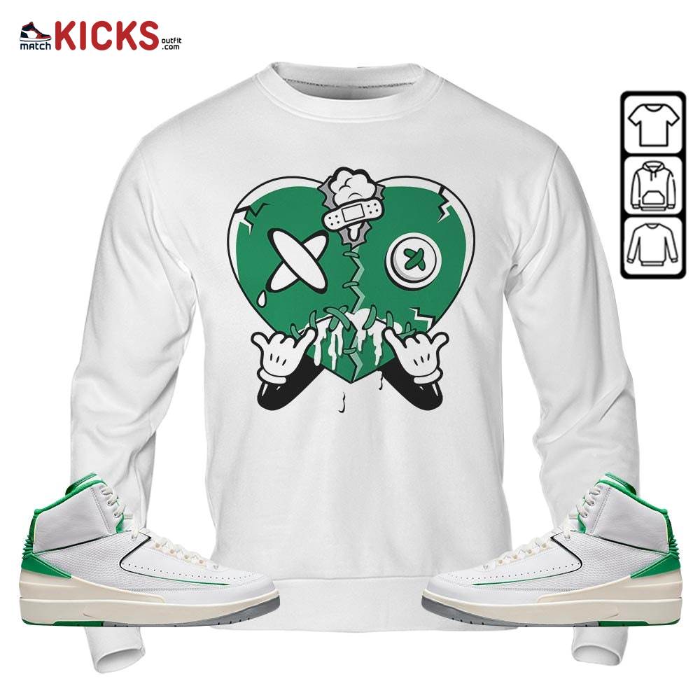 Heart Crying Lover Sneaker Shirt Match Lucky Green 2s, Jordan 2 Lucky Green MKO Sweatshirt