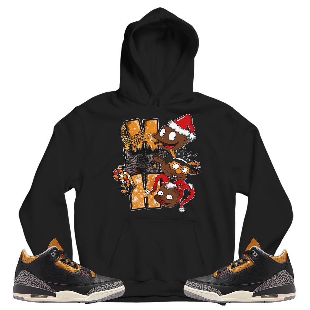 HoHoHo Rugrats Christmas Sneaker Shirt Match Black Gold 3s, Jordan 3 Retro Black Gold MKO T-Shirt