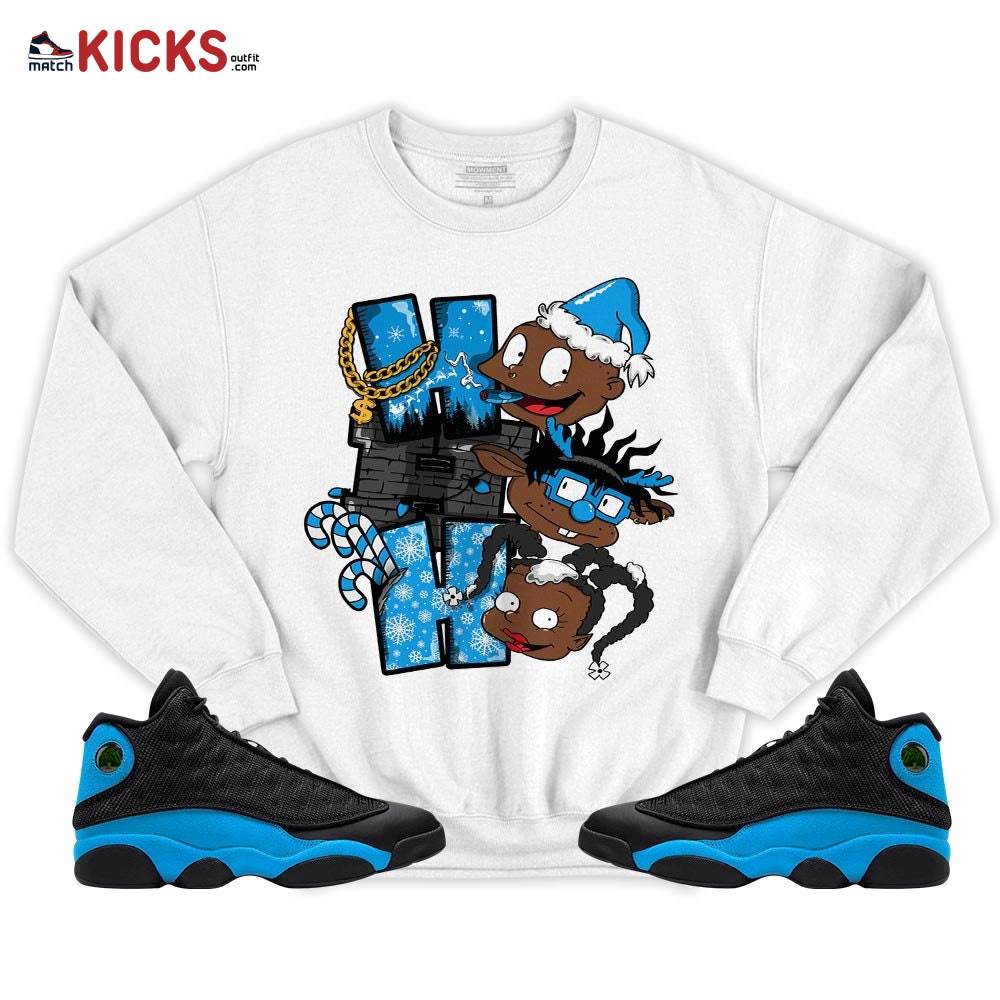 HoHoHo Rugrats Christmas Sneaker Shirt Match Black University Blue 13s, Jordan 13 Black University Blue 2022 MKO T-Shirt HoHoHo Rugrats Christmas Sneaker Shirt Match Black University Blue 13s, Jordan 13 Black University Blue 2022 MKO T-Shirt