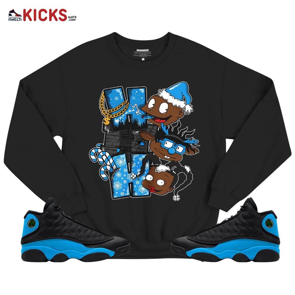 HoHoHo Rugrats Christmas Sneaker Shirt Match Black University Blue 13s, Jordan 13 Black University Blue 2022 MKO T-Shirt HoHoHo Rugrats Christmas Sneaker Shirt Match Black University Blue 13s, Jordan 13 Black University Blue 2022 MKO T-Shirt