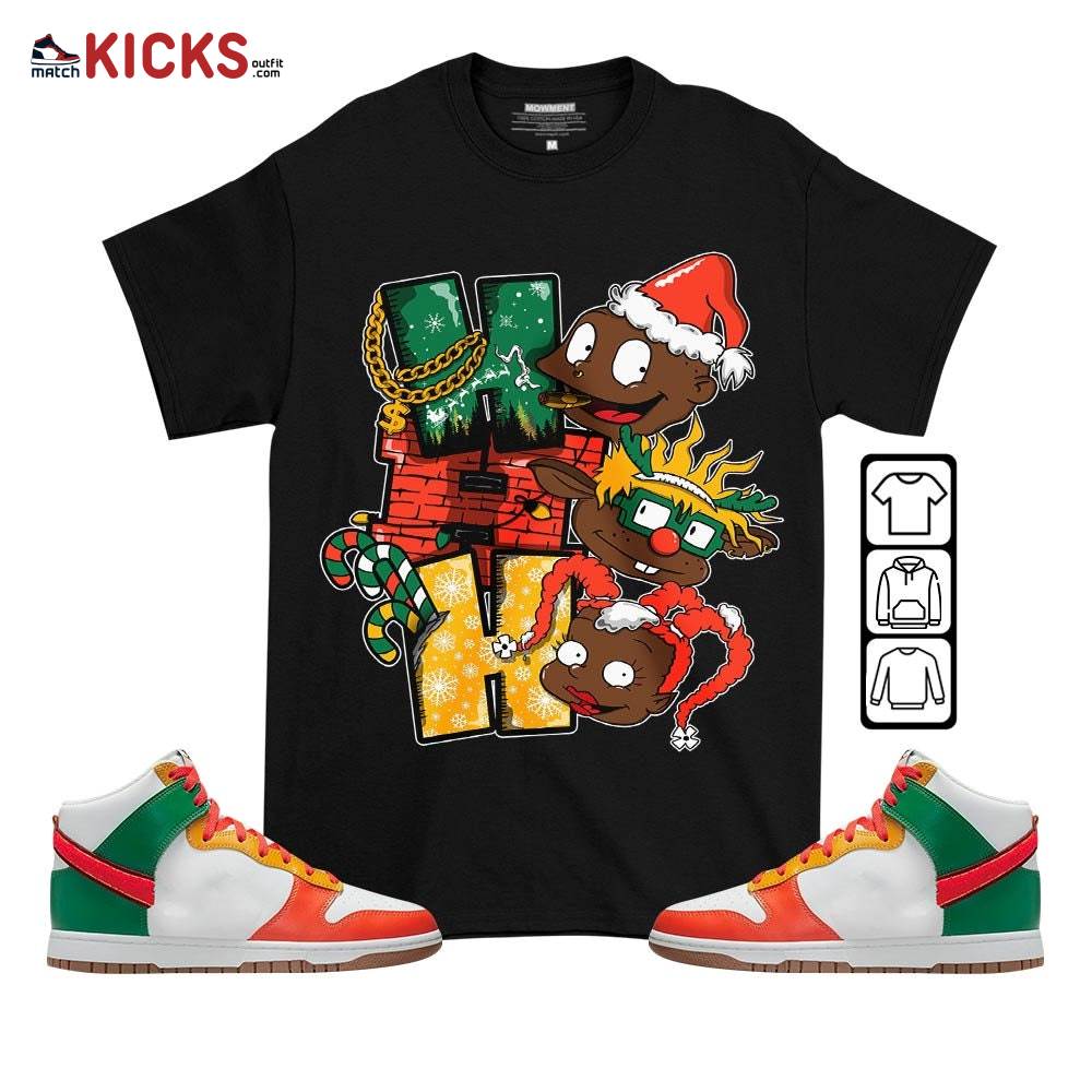 HoHoHo Rugrats Christmas Sneaker Shirt Match Chenille Swoosh, Dunk High Chenille Swoosh MKO T-Shirt
