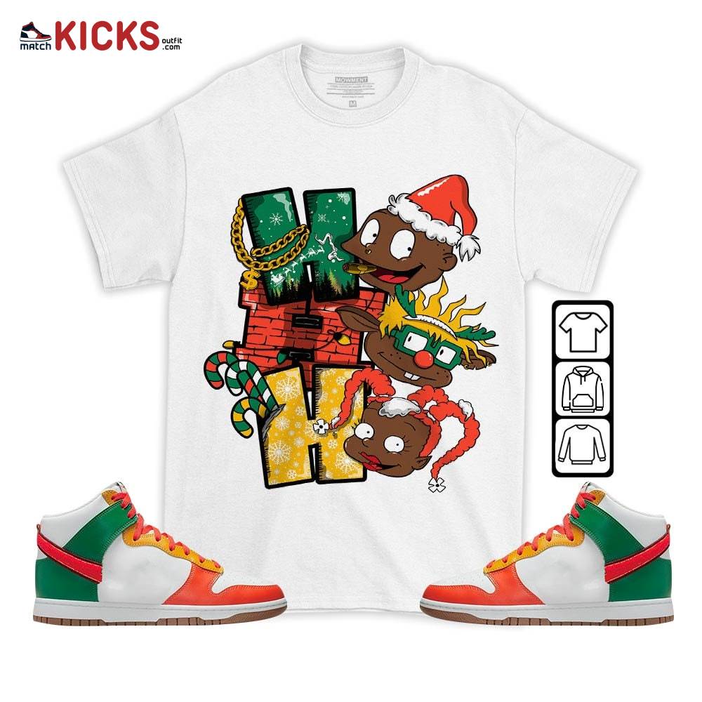 HoHoHo Rugrats Christmas Sneaker Shirt Match Chenille Swoosh, Dunk High Chenille Swoosh MKO T-Shirt HoHoHo Rugrats Christmas Sneaker Shirt Match Chenille Swoosh, Dunk High Chenille Swoosh MKO T-Shirt