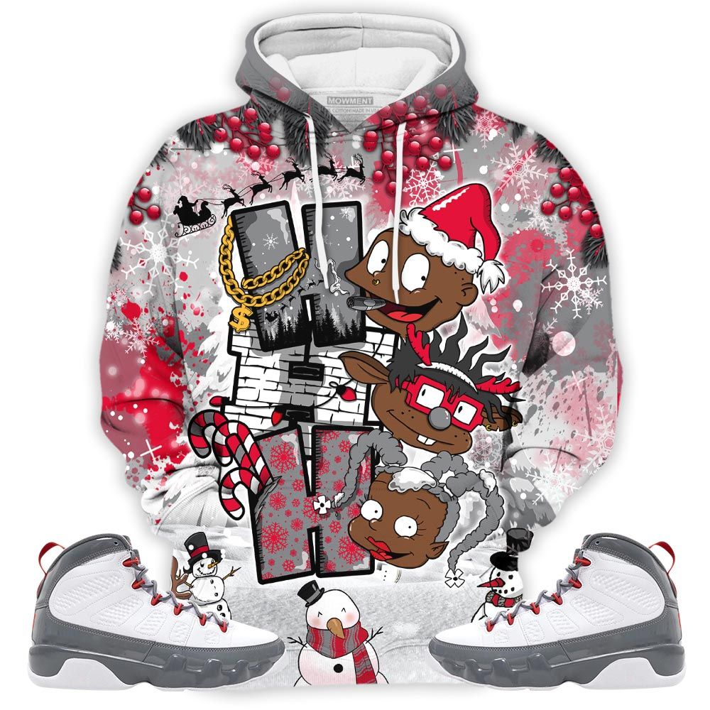 Hohoho Rugrats Christmas Sneaker Shirt Match Fire Red 9S, Jordan 9 Retro Fire Red Hoodie Sweatshirt Tee All Over Print MKO Shirt