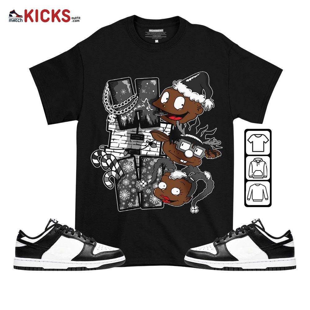 HoHoHo Rugrats Christmas Sneaker Shirt Match Low Panda Black White, Dunk Low Panda 2022 MKO T-Shirt