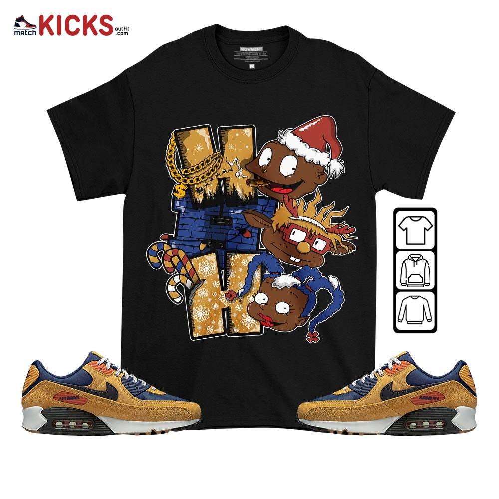 HoHoHo Rugrats Christmas Sneaker Shirt Match Max 90 Brown Sued, Air Max 90 Nylon Suede MKO T-Shirt
