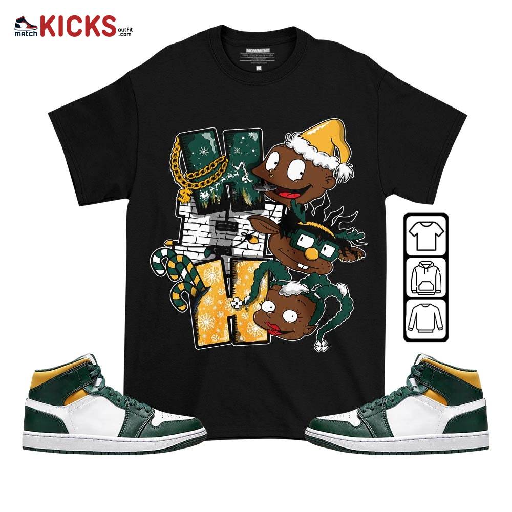 HoHoHo Rugrats Christmas Sneaker Shirt Match Mid Sonics 1s, Jordan 1 Mid Sonics Noble Green Pollen MKO T-Shirt