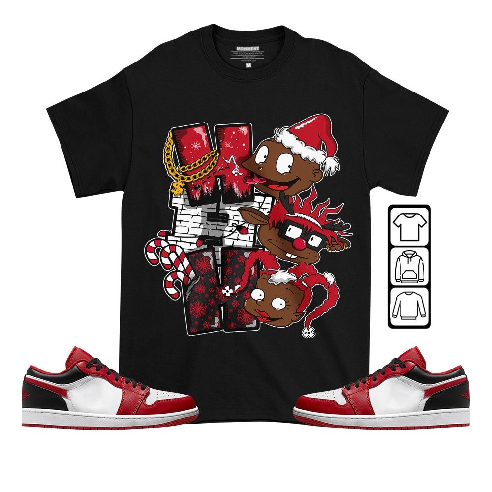HoHoHo Rugrats Christmas Sneaker Shirt Match Reverse Black Toe 1s, Jordan 1 Low Reverse Black Toe MKO T-Shirt HoHoHo Rugrats Christmas Sneaker Shirt Match Reverse Black Toe 1s, Jordan 1 Low Reverse Black Toe MKO T-Shirt