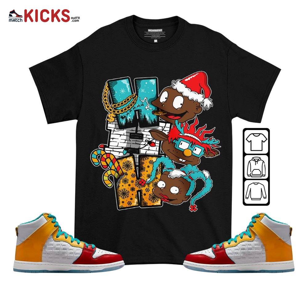 HoHoHo Rugrats Christmas Sneaker Shirt Match SB Dunk FroSkate, SB Dunk High All Love No Hate MKO T-Shirt
