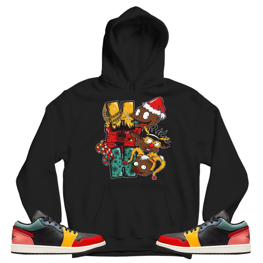 HoHoHo Rugrats Christmas Sneaker Shirt Match SE Black Multi 1s, Jordan 1 Low Black Fire Red Taxi MKO T-Shirt
