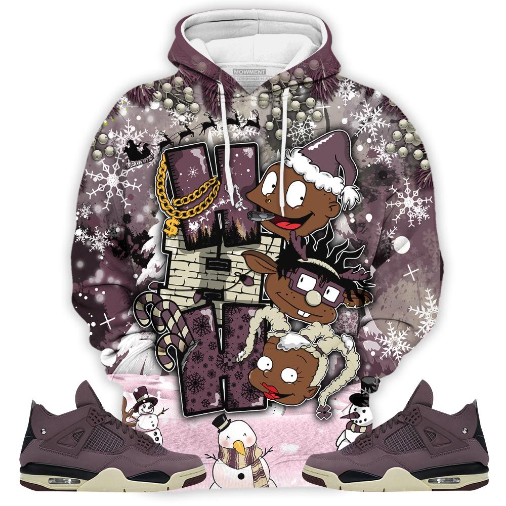 Hohoho Rugrats Christmas Sneaker Shirt Match Violet Ore 4S, Jordan 4 A Ma Maniere Violet Ore Hoodie Sweatshirt Tee All Over Print MKO Shirt