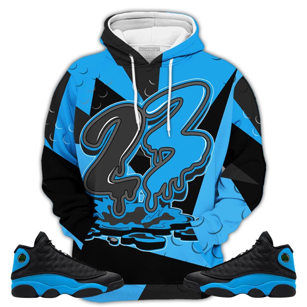Homie 23 Drip Sneaker Shirt Match Black University Blue 13S, Jordan 13 Black University Blue 2022 Hoodie Sweatshirt Tee All Over Print MKO Shirt