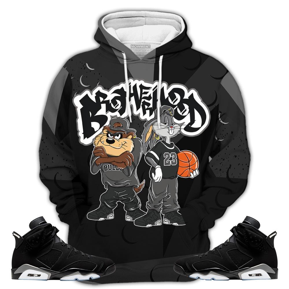 Homie Bunny Tazmanian Sneaker Shirt Match Retro Metallic Silver 6S, Jordan 6 Black Chrome Hoodie Sweatshirt Tee All Over Print MKO Shirt