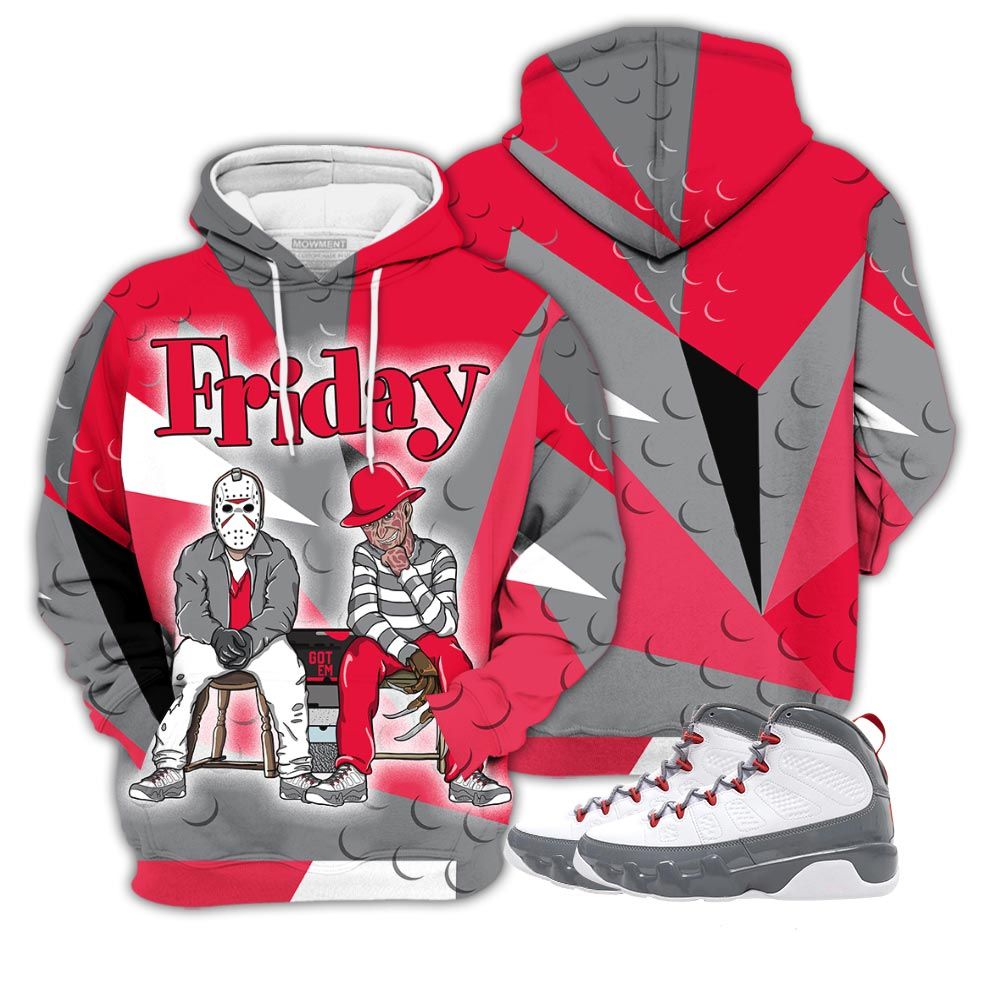 Homie Friday Horror Sneaker Shirt Match Fire Red 9S, Jordan 9 Retro Fire Red Hoodie Sweatshirt Tee All Over Print MKO Shirt