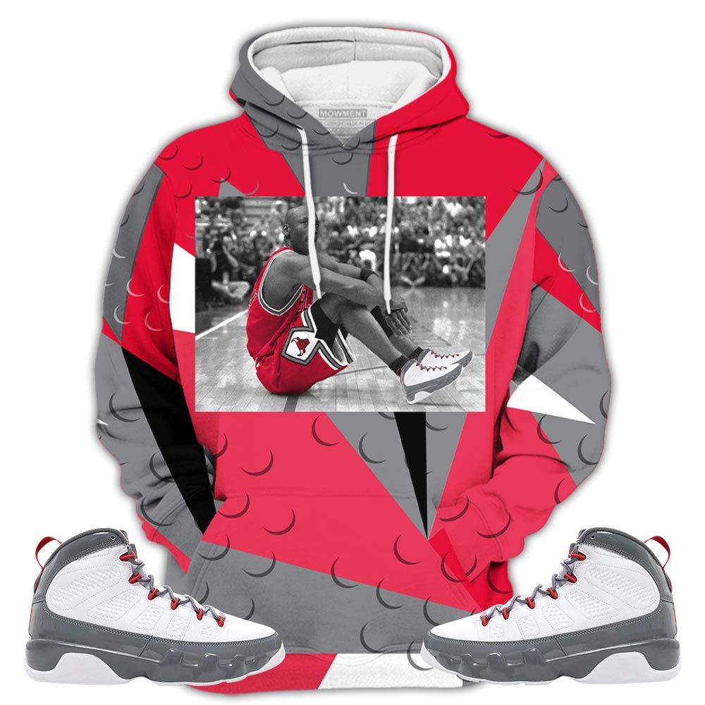 Homie Goat Number 23 Sneaker Shirt Match Grey Fire Red 9S, Jordan 9 Retro Fire Red Hoodie Sweatshirt Tee All Over Print MKO Shirt