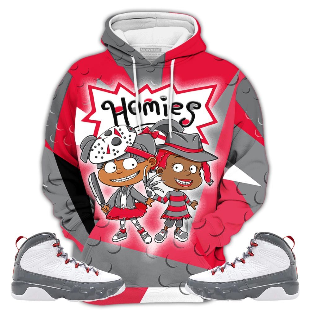 Homie Homies Rugrats Susie Horror Sneaker Shirt Match Fire Red 9S, Jordan 9 Retro Fire Red Hoodie Sweatshirt Tee All Over Print MKO Shirt