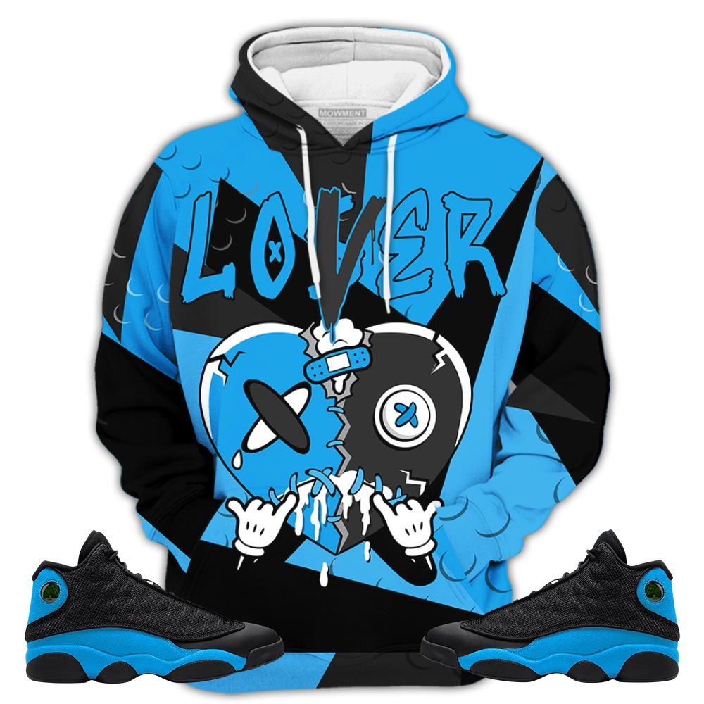 Homie Loser Lover Drip Heart Sneaker Shirt Match Black University Blue 13S, Jordan 13 Black University Blue 2022 Hoodie Sweatshirt Tee All Over Print MKO Shirt