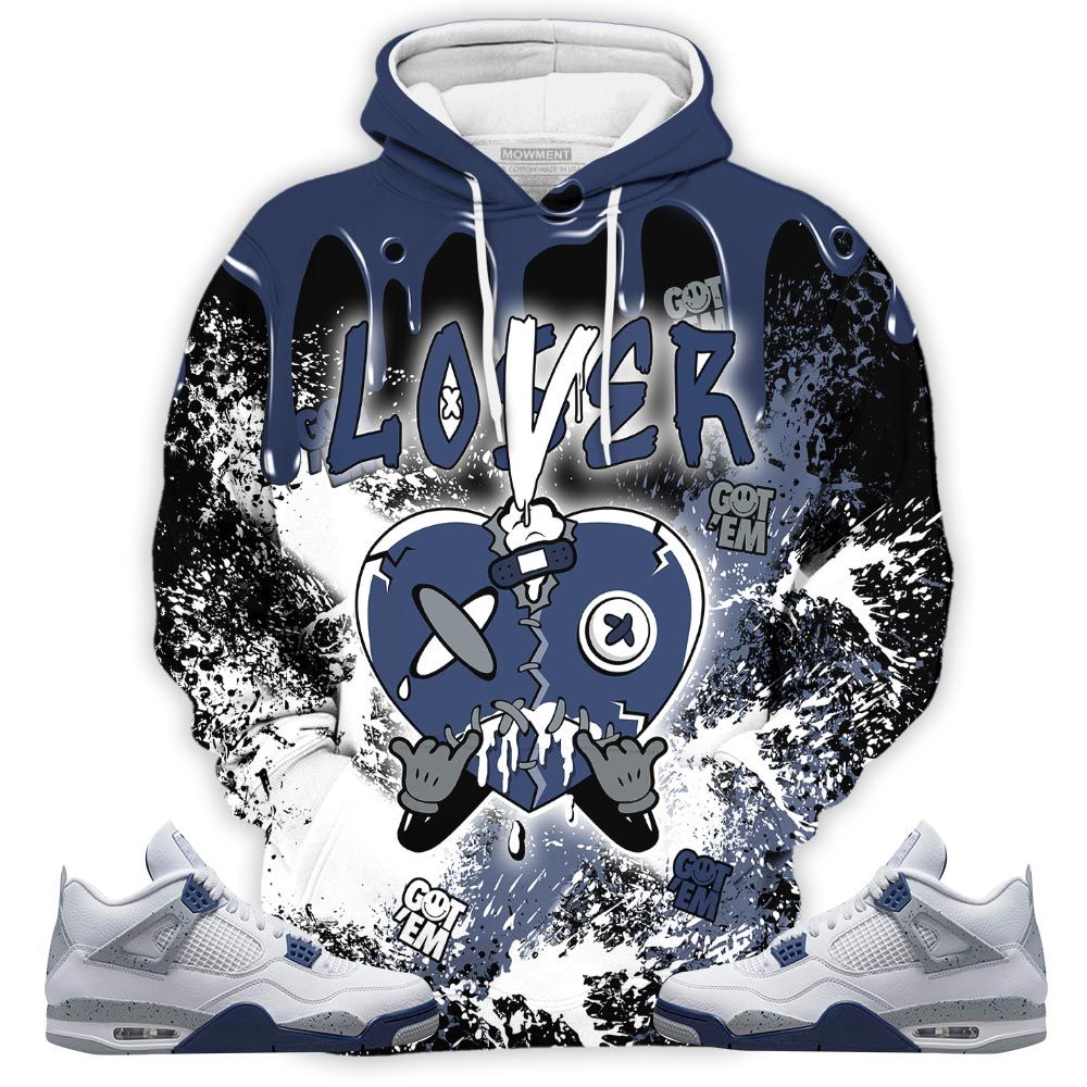 Homie Loser Lover Heart Dripping Sneaker Shirt Match Midnight Navy 4S, Jordan 4 Retro Midnight Navy Hoodie Sweatshirt Tee All Over Print MKO Shirt