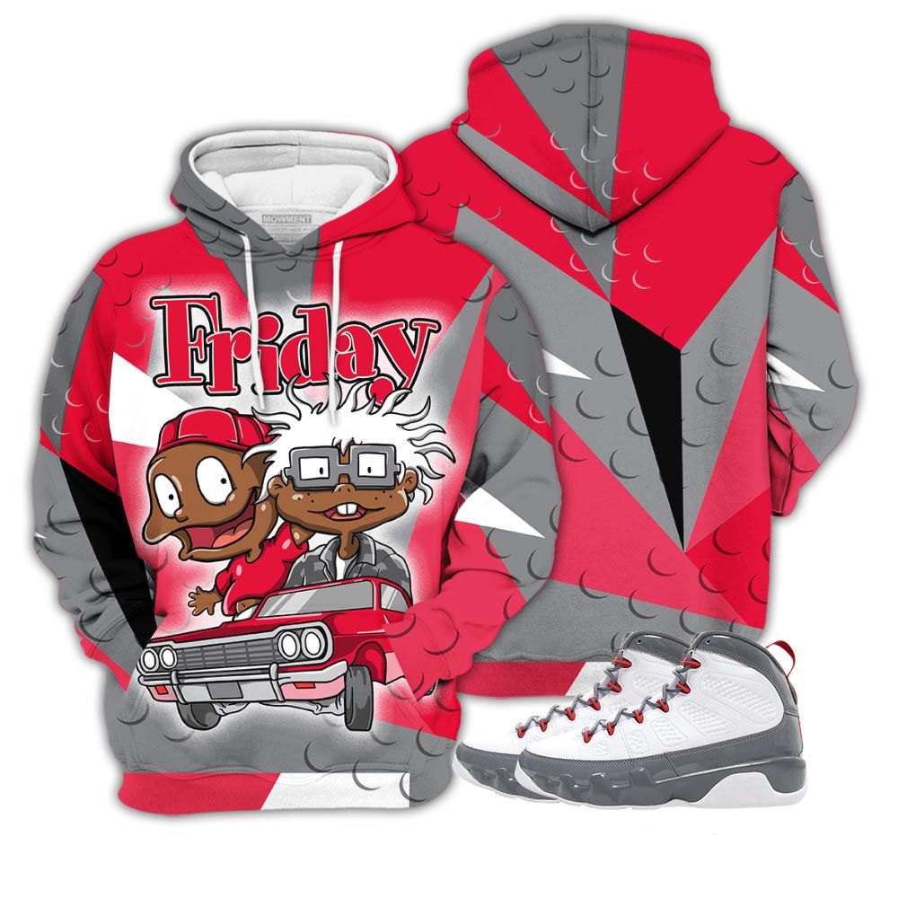 Homie Melanin Kids Friday Cartoon 90S Sneaker Shirt Match Fire Red 9S, Jordan 9 Retro Fire Red Hoodie Sweatshirt Tee All Over Print MKO Shirt