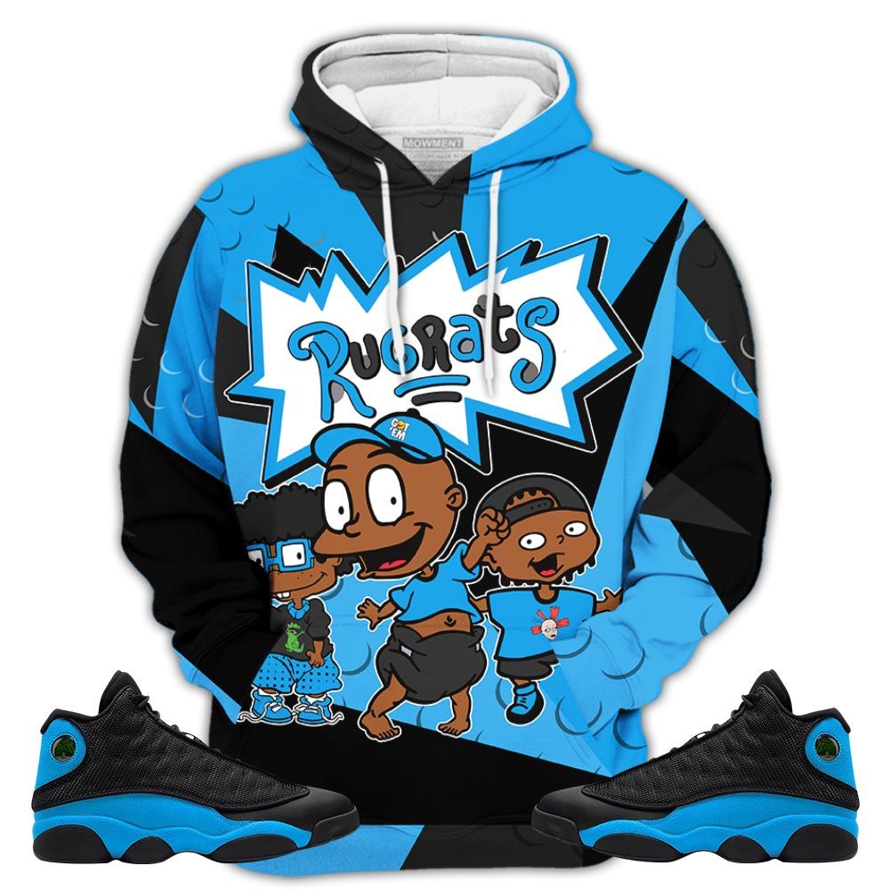 Homie Melanin Rugrats Kid Sneaker Shirt Match Black University Blue 13S, Jordan 13 Black University Blue 2022 Hoodie Sweatshirt Tee All Over Print MKO Shirt