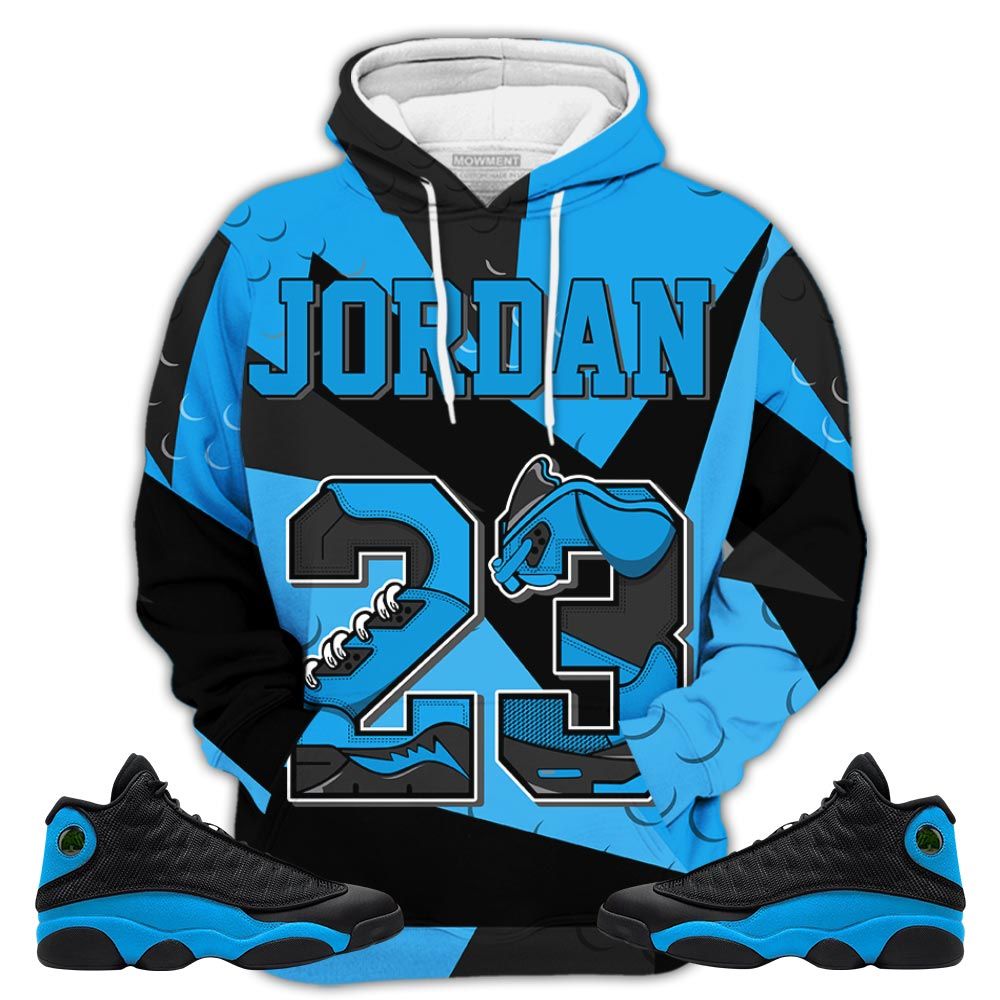 Homie Number 23 Jd Sneaker Shirt Match Black University Blue 13S, Jordan 13 Black University Blue 2022 Hoodie Sweatshirt Tee All Over Print MKO Shirt