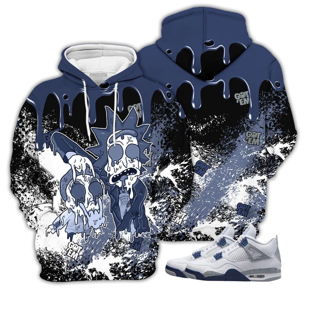 Homie Rick And Drip Sneaker Shirt Match Midnight Navy 4S, Jordan 4 Retro Midnight Navy Hoodie Sweatshirt Tee All Over Print MKO Shirt