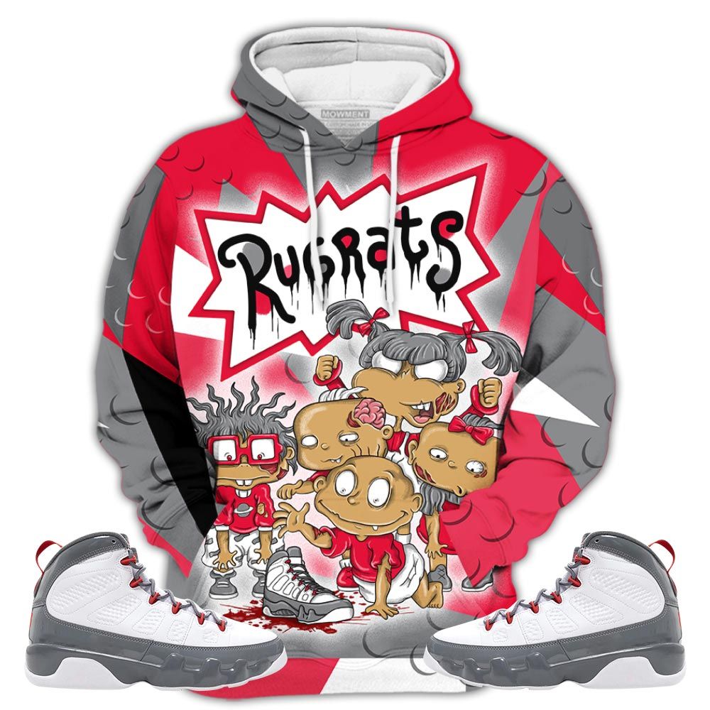 Homie Rugrats Zombie Sneaker Shirt Match Fire Red 9S, Jordan 9 Retro Fire Red Hoodie Sweatshirt Tee All Over Print MKO Shirt