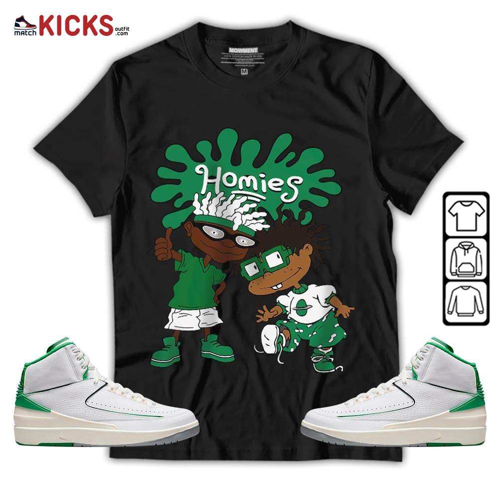 Homies Rugrats Melanin Sneaker Shirt Match Lucky Green 2s, Jordan 2 Lucky Green MKO T-Shirt