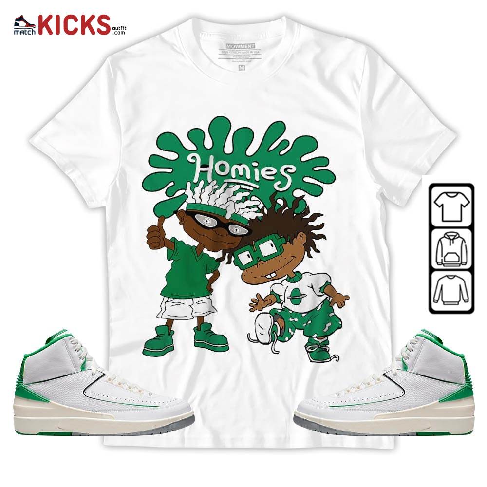 Homies Rugrats Melanin Sneaker Shirt Match Lucky Green 2s, Jordan 2 Lucky Green MKO T-Shirt