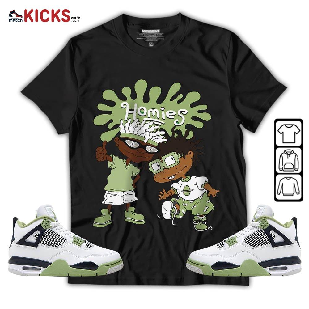 Homies Rugrats Melanin Sneaker Shirt Match Retro Oil Green 4s, Jordan 4 Oil Green MKO T-Shirt