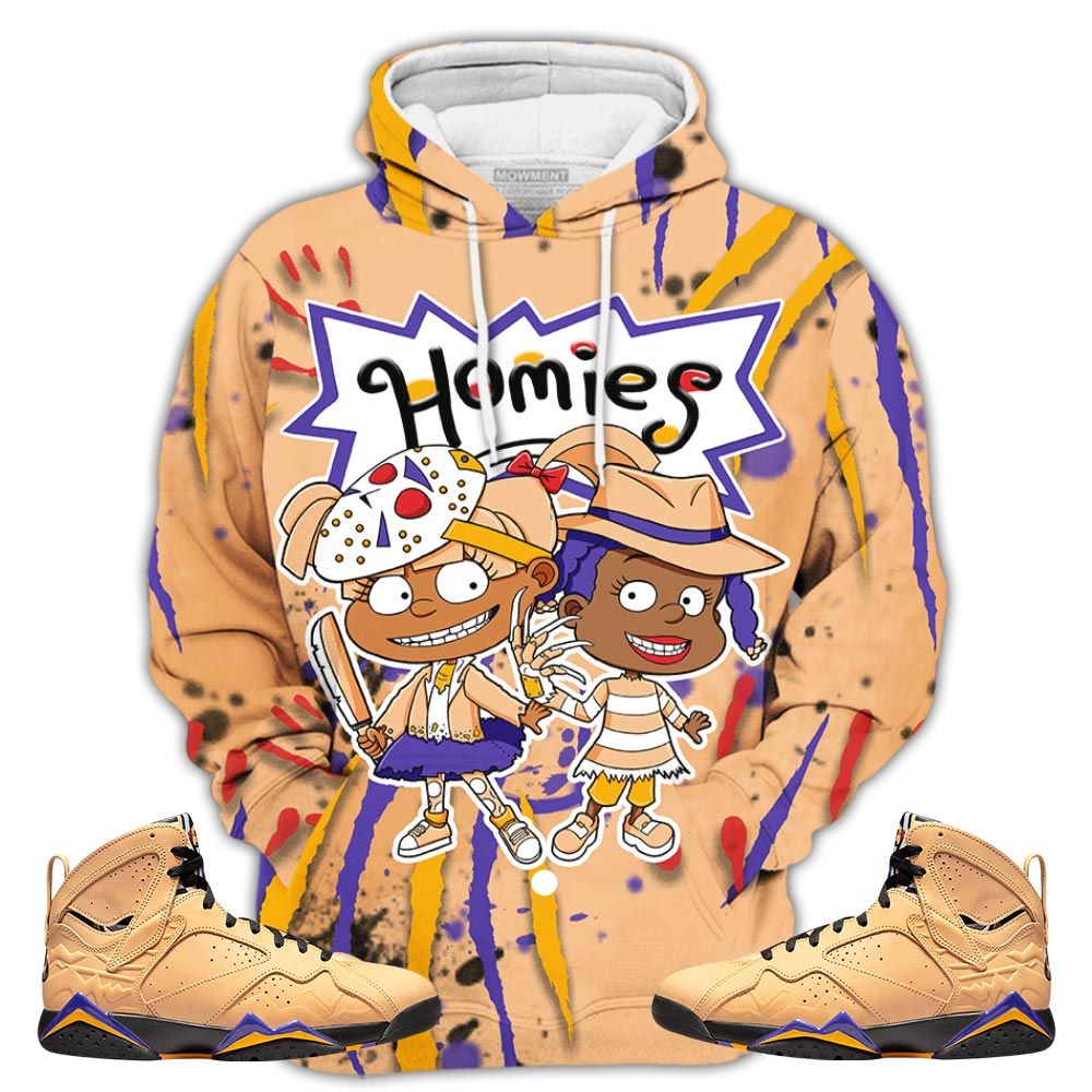 Homies Rugrats Sneaker Shirt Match Vachetta Tan 7S, Jordan 7 Se Afrobeats Hoodie Sweatshirt Tee All Over Print MKO Shirt