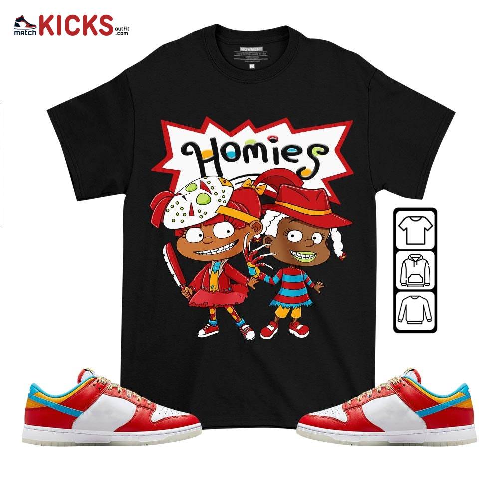 Homies Rugrats Susie Horror Sneaker Shirt Match Fruity Pebbles Shoes, Dunk Low Fruity Pebbles MKO T-Shirt Homies Rugrats Susie Horror Sneaker Shirt Match Fruity Pebbles Shoes, Dunk Low Fruity Pebbles MKO T-Shirt