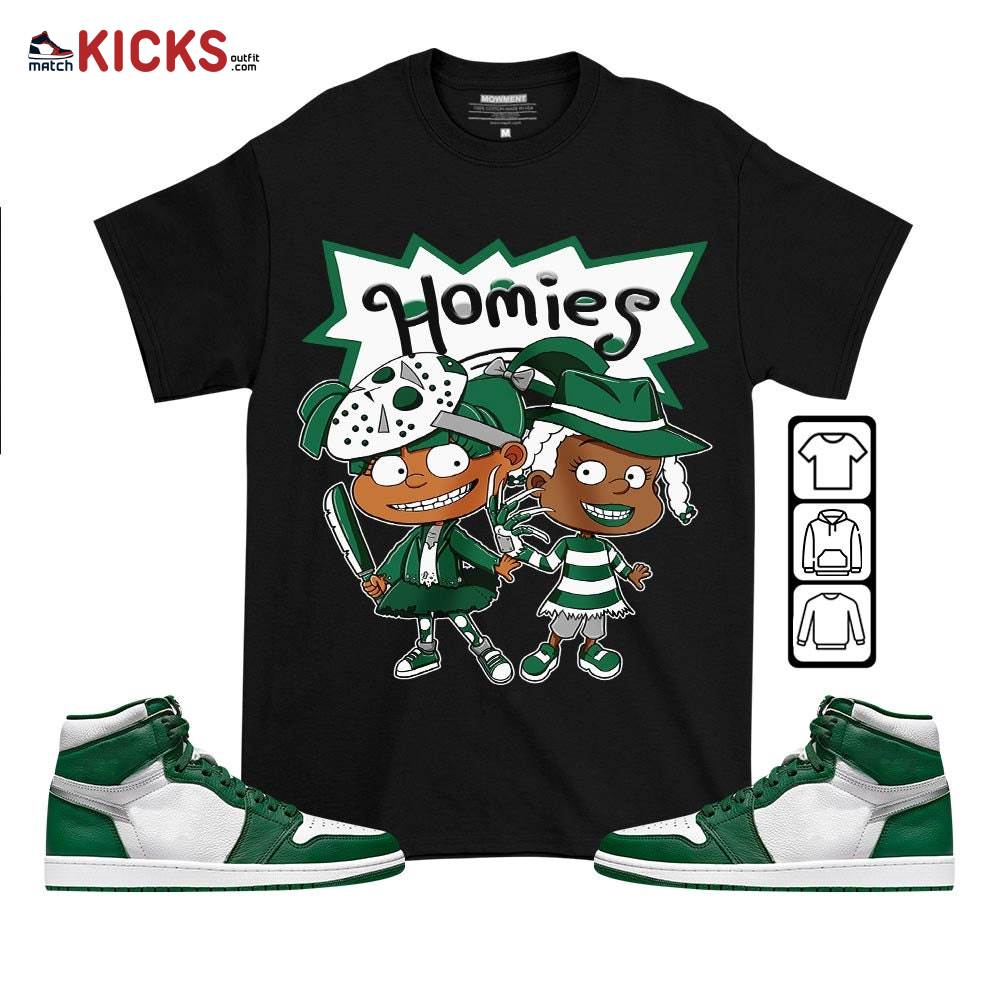 Homies Rugrats Susie Horror Sneaker Shirt Match High Gorge Green 1s, Jordan 1 Retro High Gorge Green MKO T-Shirt