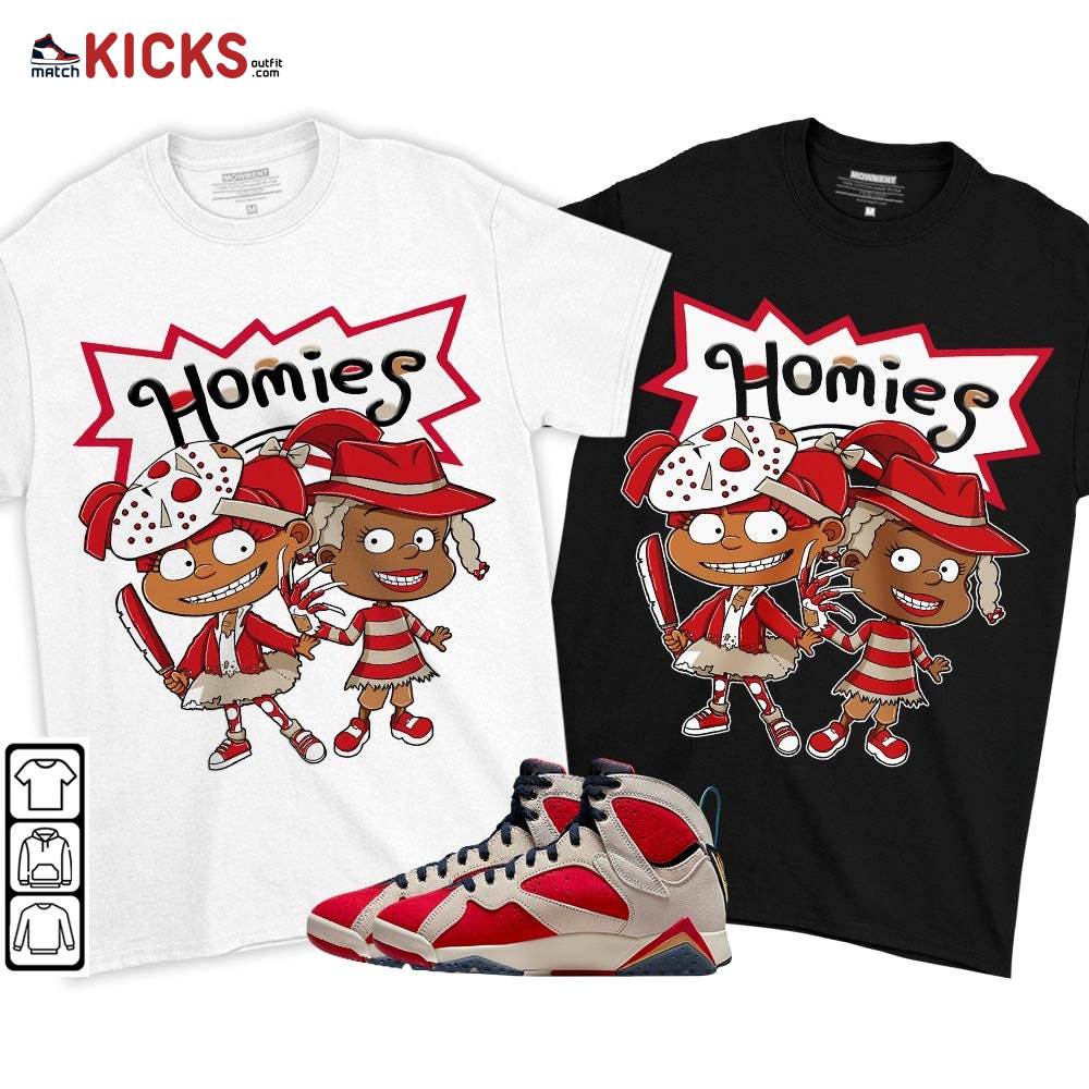 Homies Rugrats Susie Horror Sneaker Shirt Match Trophy Room 7s,Jordan 7 Trophy Room MKO T-Shirt