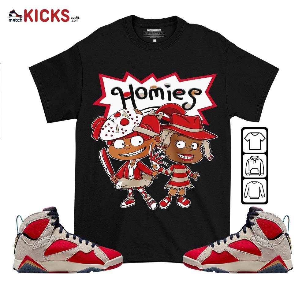 Homies Rugrats Susie Horror Sneaker Shirt Match Trophy Room 7s,Jordan 7 Trophy Room MKO T-Shirt