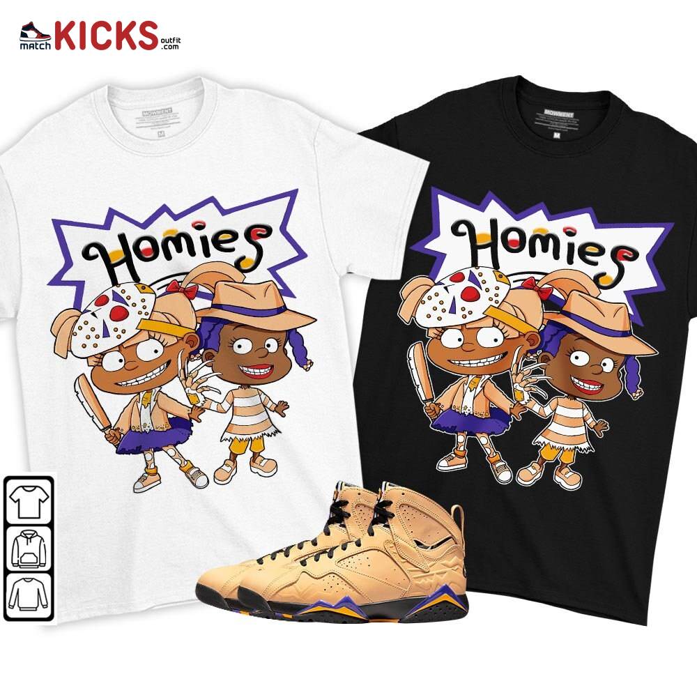 Homies Rugrats Susie Horror Sneaker Shirt Match Vachetta Tan 7s, Jordan 7 SE Afrobeats MKO T-Shirt Homies Rugrats Susie Horror Sneaker Shirt Match Vachetta Tan 7s, Jordan 7 SE Afrobeats MKO T-Shirt