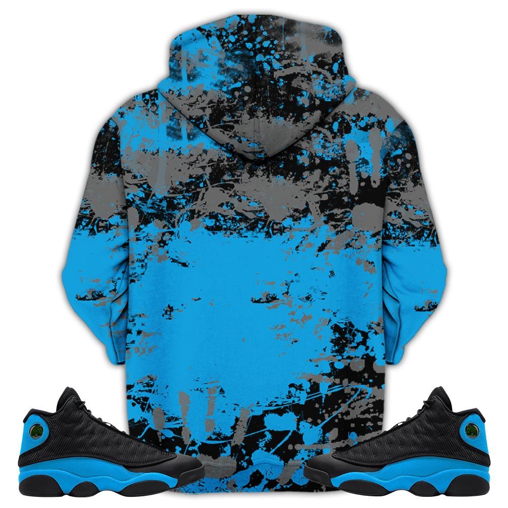 Horror Drip Sneaker Shirt Match Black University Blue 13S, Jordan 13 Black University Blue 2022 Hoodie Sweatshirt Tee All Over Print MKO Shirt