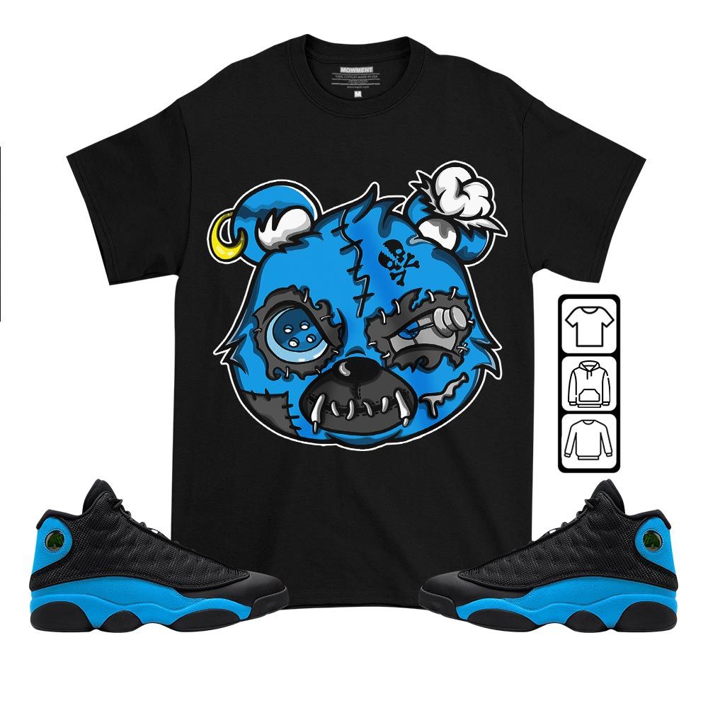 Horror Game Bear Sneaker Shirt Match Black University Blue 13s, Jordan 13 Black University Blue 2022 MKO T-Shirt Horror Game Bear Sneaker Shirt Match Black University Blue 13s, Jordan 13 Black University Blue 2022 MKO T-Shirt
