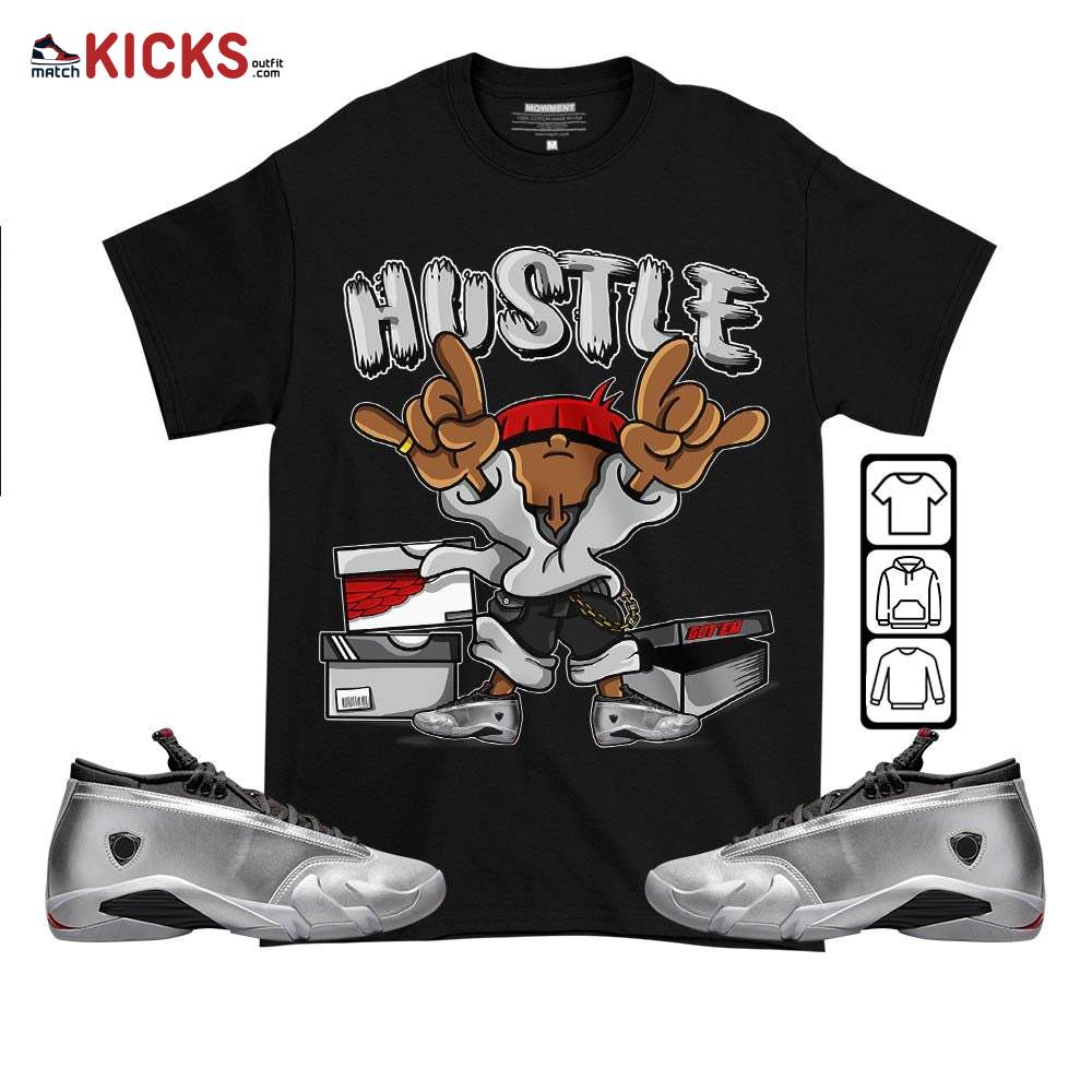 Hustle Sneaker Shirt Match 14 Low Metallic Silver, Jordan 14 Metallic Silver MKO T-Shirt
