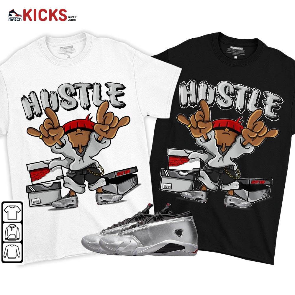 Hustle Sneaker Shirt Match 14 Low Metallic Silver, Jordan 14 Metallic Silver MKO T-Shirt