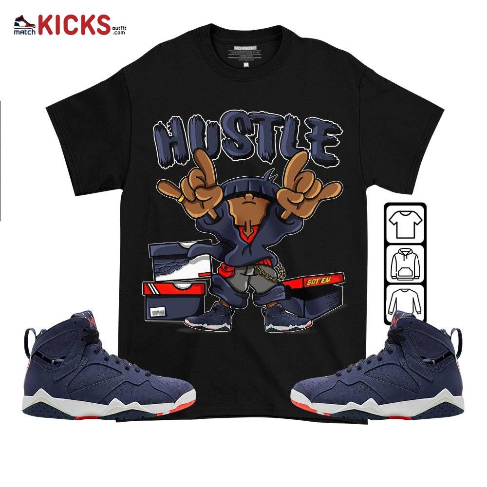 Hustle Sneaker Shirt Match 7 Neutral Indigo, Jordan 7 Quai 54 MKO T-Shirt