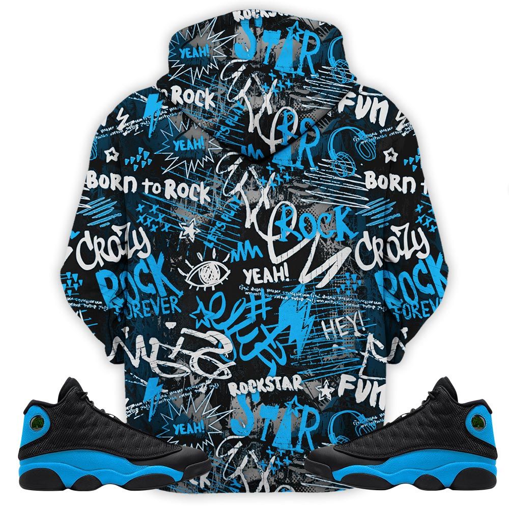 Hustle Sneaker Shirt Match Black University Blue 13S, Jordan 13 Black University Blue 2022 Hoodie Sweatshirt Tee All Over Print MKO Shirt