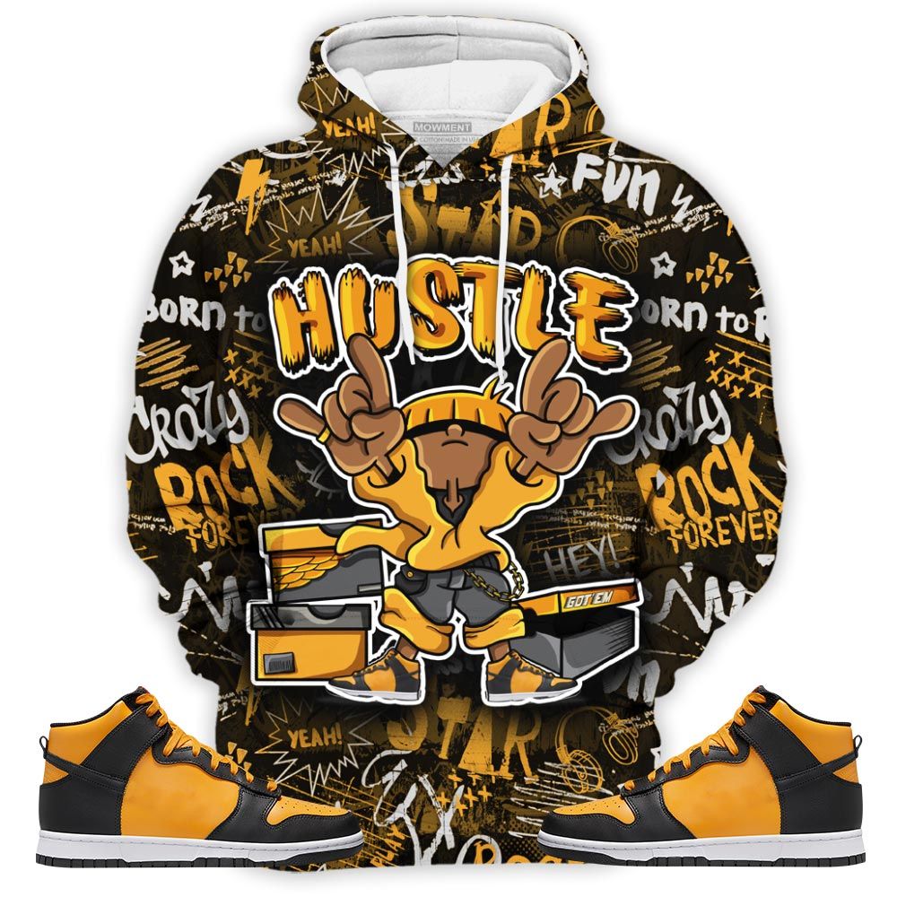 Hustle Sneaker Shirt Match Dunk Reverse Goldenrod, Dunk High Bruce Lee Hoodie Sweatshirt Tee All Over Print MKO Shirt