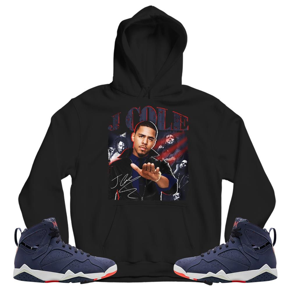 J Cole SIGN Sneaker Shirt Match 7 Neutral Indigo, Jordan 7 Quai 54 MKO T-Shirt