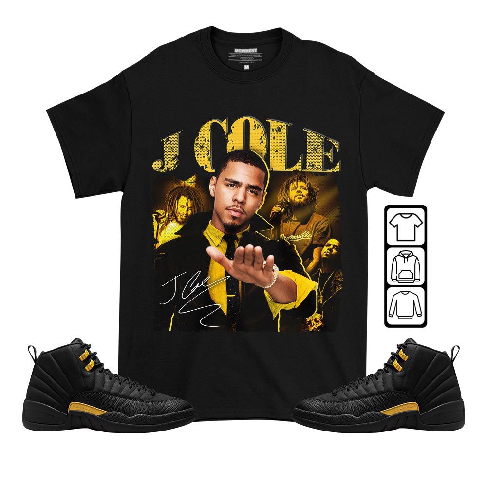 J Cole SIGN Sneaker Shirt Match Black Taxi 12s, Jordan 12 Retro Black Taxi MKO T-Shirt J Cole SIGN Sneaker Shirt Match Black Taxi 12s, Jordan 12 Retro Black Taxi MKO T-Shirt