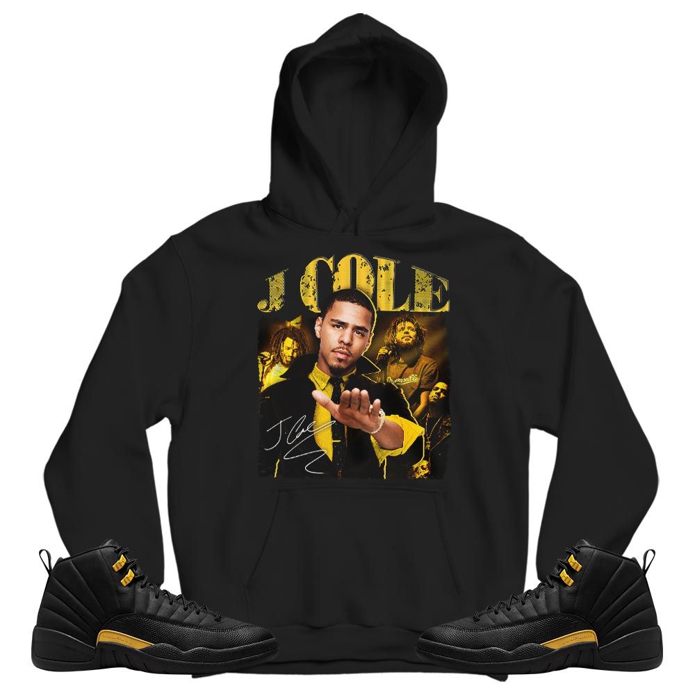 J Cole SIGN Sneaker Shirt Match Black Taxi 12s, Jordan 12 Retro Black Taxi MKO T-Shirt