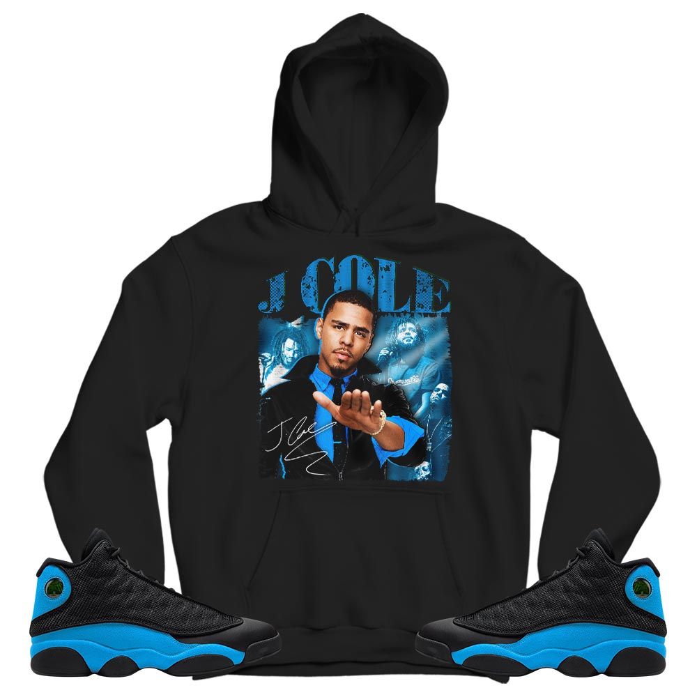 J Cole SIGN Sneaker Shirt Match Black University Blue 13s, Jordan 13 Black University Blue 2022 MKO T-Shirt