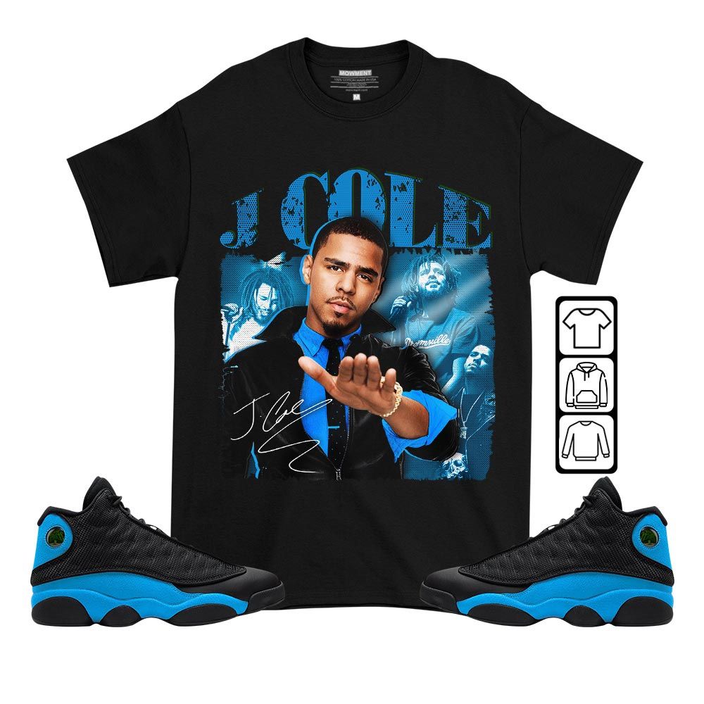 J Cole SIGN Sneaker Shirt Match Black University Blue 13s, Jordan 13 Black University Blue 2022 MKO T-Shirt J Cole SIGN Sneaker Shirt Match Black University Blue 13s, Jordan 13 Black University Blue 2022 MKO T-Shirt
