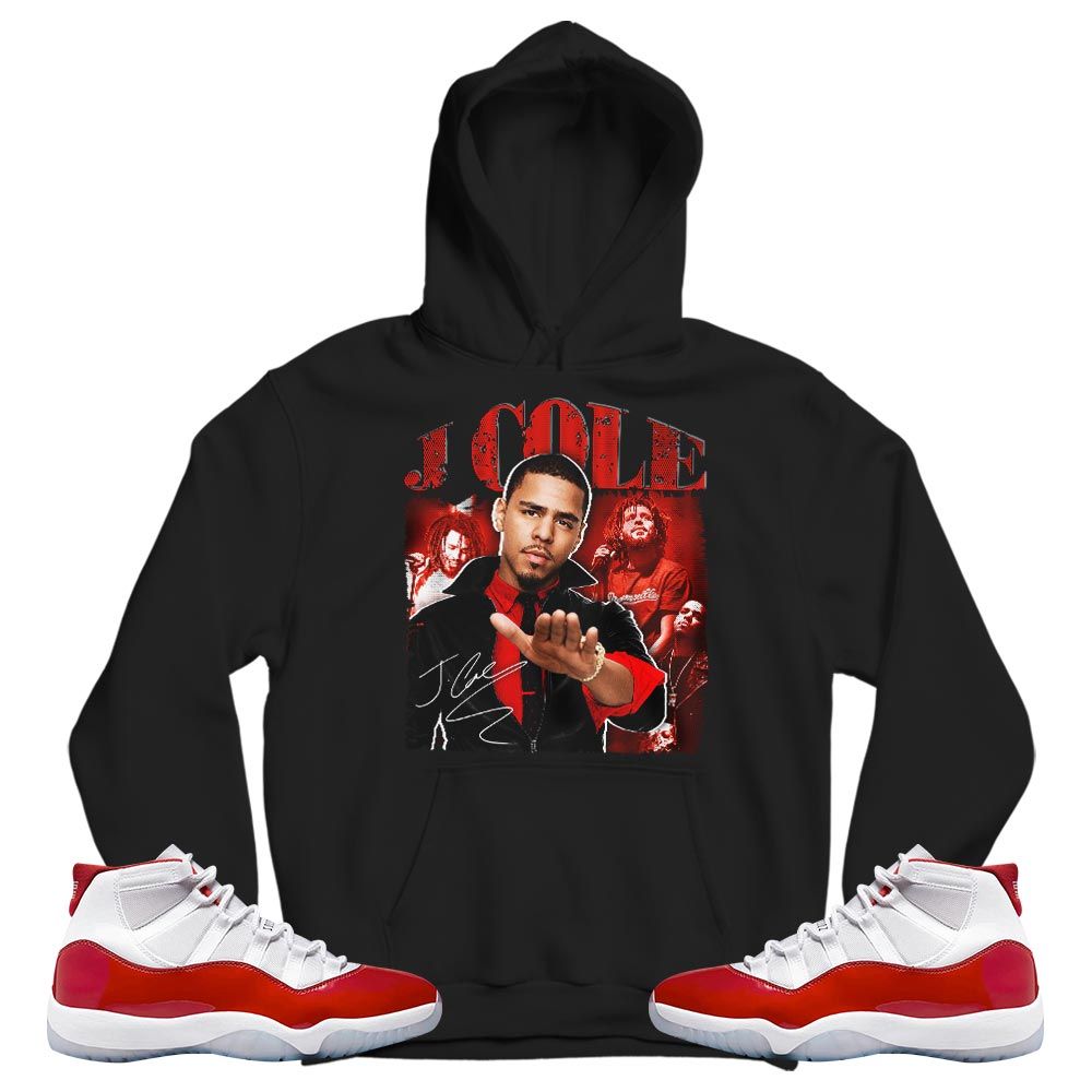 J Cole SIGN Sneaker Shirt Match Cherry 11s, Jordan 11 Retro Cherry MKO T-Shirt
