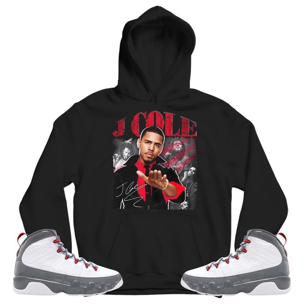 J Cole SIGN Sneaker Shirt Match Fire Red 9s, Jordan 9 Retro Fire Red MKO T-Shirt